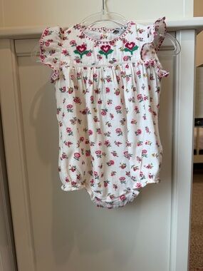 Emile et Ida Smocked Floral Baby Romper